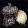 Kapala with Beautiful Copper Repousse Stand and Cover