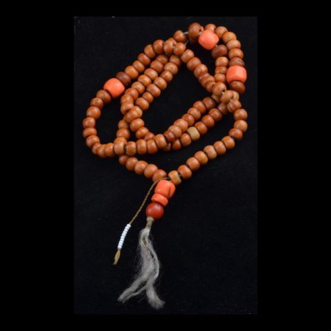 ML1045 |Mala with Antique Seed and Coral Beads - 00
