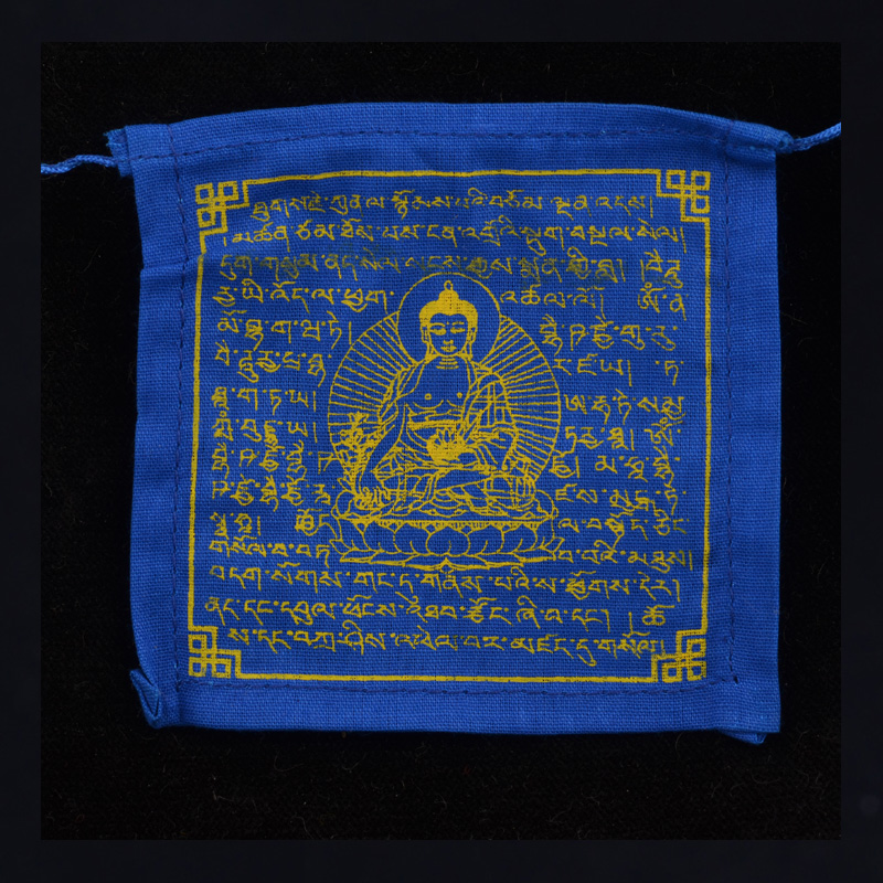 PF10-03MB | 3 - inch Medicine Buddha Prayer Flags, 2 Cycle (string of 10) | PF10-03MB | 3 - inch Medicine Buddha Prayer Flags, 2 Cycle (string of 10)