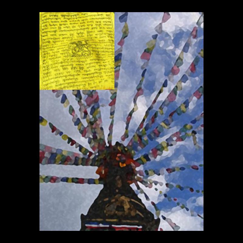 PF25-08L |  8 - inch Lungta (Wind Horse) 5-Cycle Prayer Flags