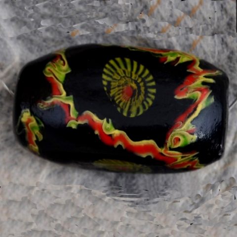 PGB032 | Black Peking Glass Dragon Eye Bead - 00 | PGB032 | Black Peking Glass Dragon Eye Bead - 00