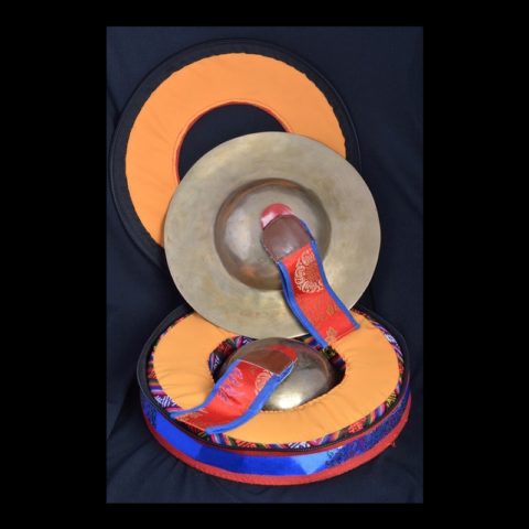 TG304 | Bhutanese Cymbals with Silk Brocade Case - 00