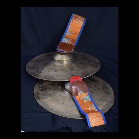 TG305 | Bhutanese Cymbals with Silk Brocade Case - 01 | TG305 | Bhutanese Cymbals with Silk Brocade Case - 01
