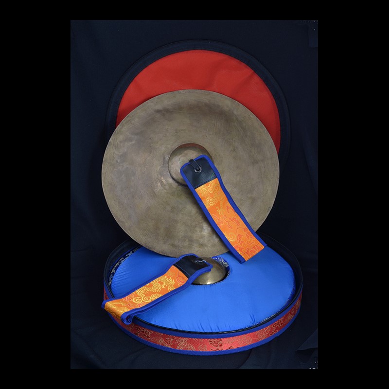 TG306 | Bhutanese Cymbals with Silk Brocade Case - 00 | TG306 | Bhutanese Cymbals with Silk Brocade Case - 00