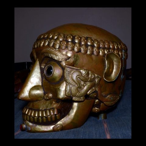 TS500 | Tantric Human Full Skull Kapala with Brass Covering - 00 | TS500 | Tantric Human Full Skull Kapala with Brass Covering - 00