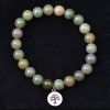 Green Agate and Tree of Life Charm Stretch Bracelet