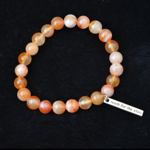 YJ106 | Multi Agate and Reach for the Stars Charm Stretch Bracelet - 00