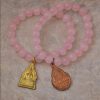 Rose Quartz Stretch Bracelet with Buddha Amulet Charm